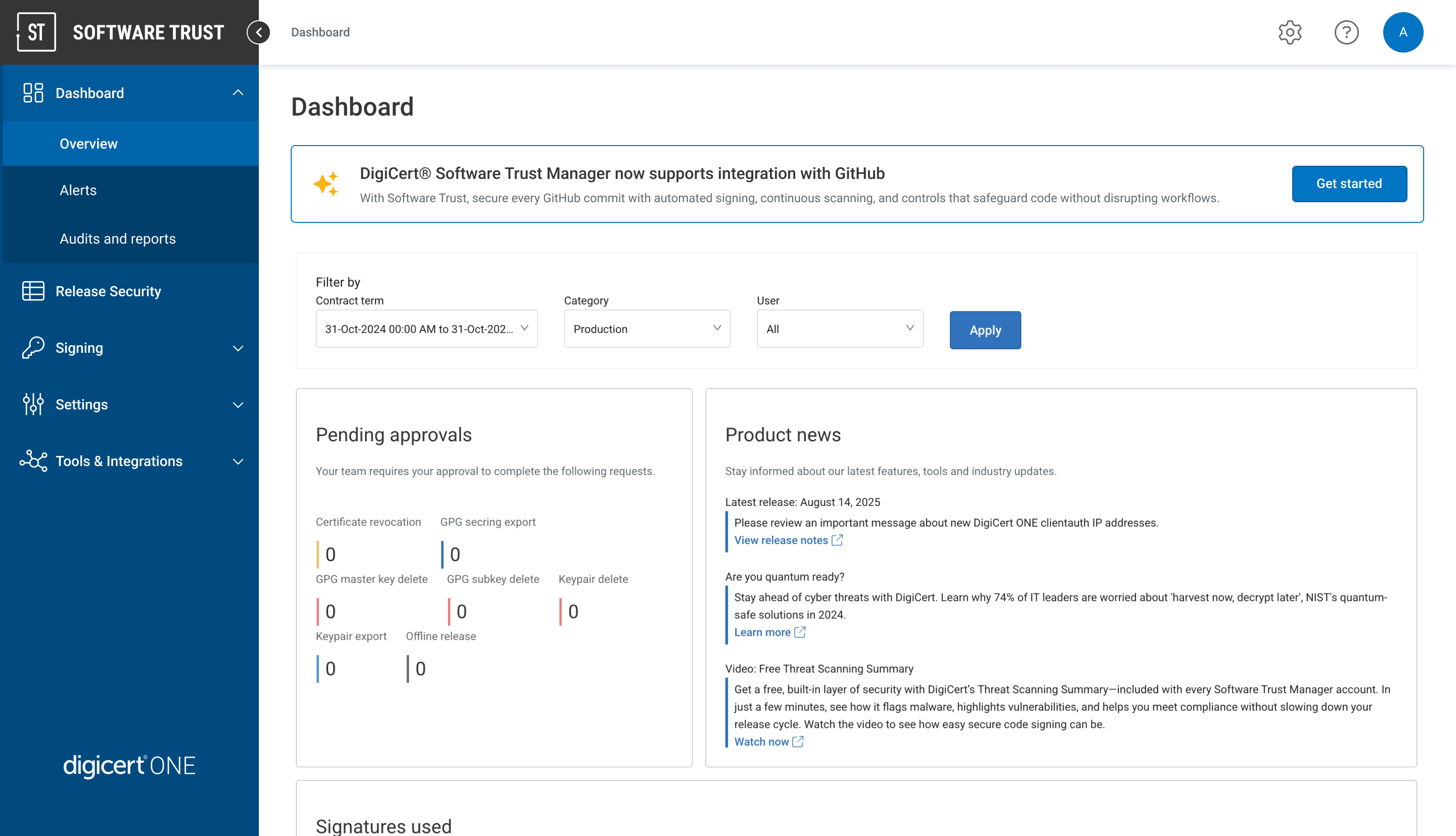 Release Security Dashboard Release Security Dashboard